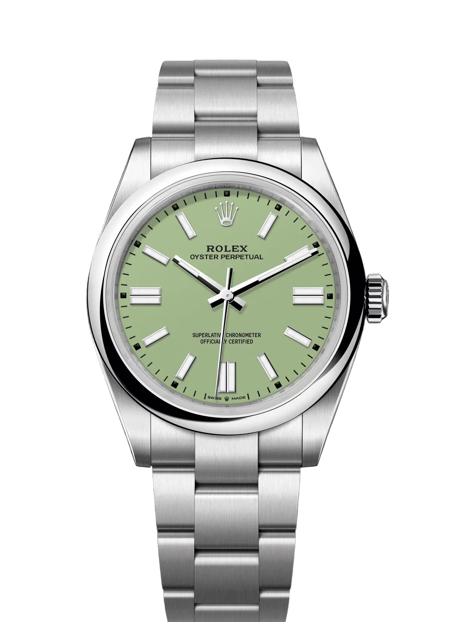 Rolex Oyster Perpetual 41 watch in Oystersteel with a pistachio dial