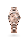 Rolex Day-Date 36 watch in 18 ct Everose gold with a fluted bezel