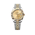 Rolex Datejust 41 mm watch in Yellow Rolesor with a yellow gold fluted bezel