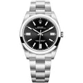 Rolex Oyster Perpetual 41 watch in Oystersteel with a bright black index dial